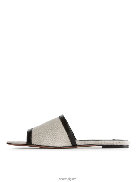 ARKET schoenen 0DXJP712 lichtbeige/wit linnen dia's vrouwen
