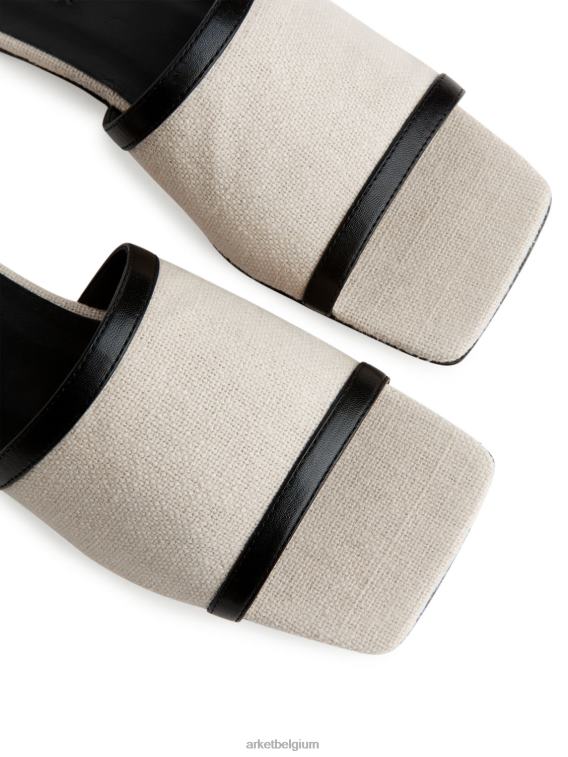 ARKET schoenen 0DXJP712 lichtbeige/wit linnen dia's vrouwen