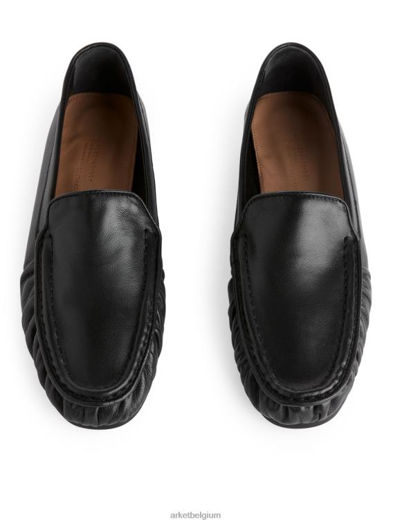 ARKET schoenen 0DXJP683 zwart leren loafers vrouwen