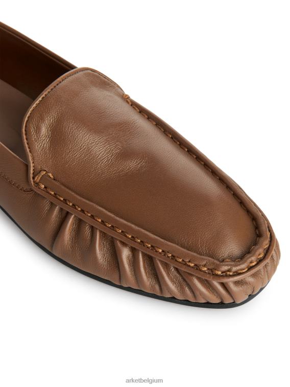 ARKET schoenen 0DXJP684 lichtbruin leren loafers vrouwen