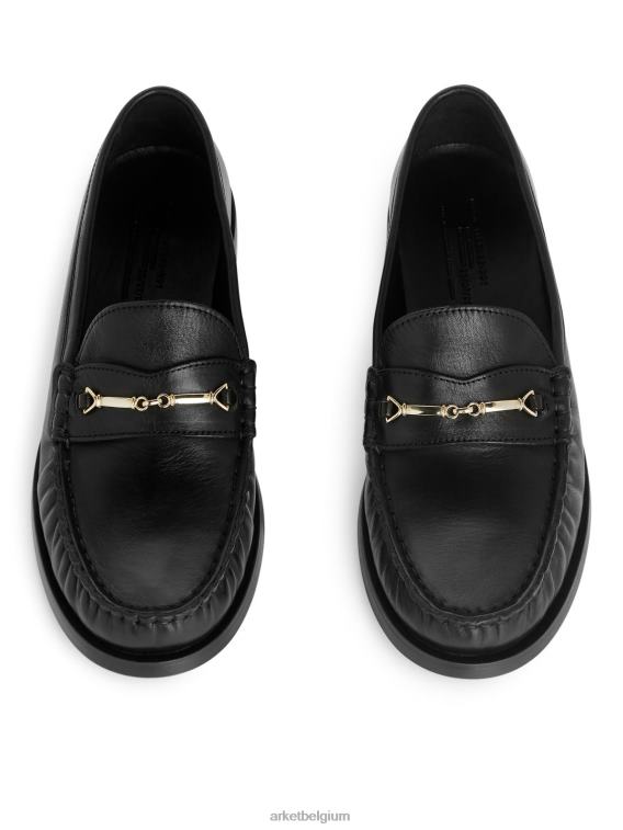 ARKET schoenen 0DXJP686 zwart leren loafers vrouwen