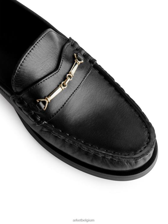 ARKET schoenen 0DXJP686 zwart leren loafers vrouwen