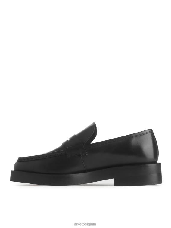 ARKET schoenen 0DXJP691 zwart leren pennyloafers vrouwen