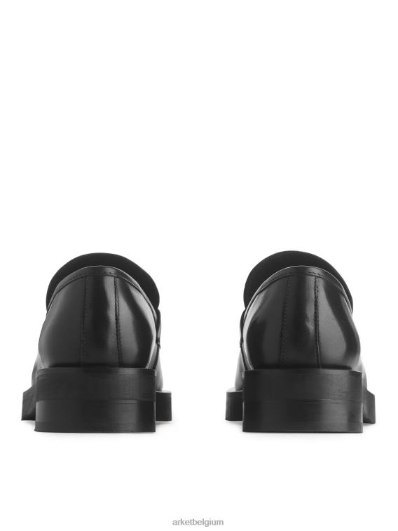 ARKET schoenen 0DXJP691 zwart leren pennyloafers vrouwen