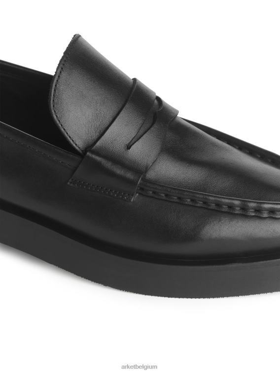 ARKET schoenen 0DXJP691 zwart leren pennyloafers vrouwen