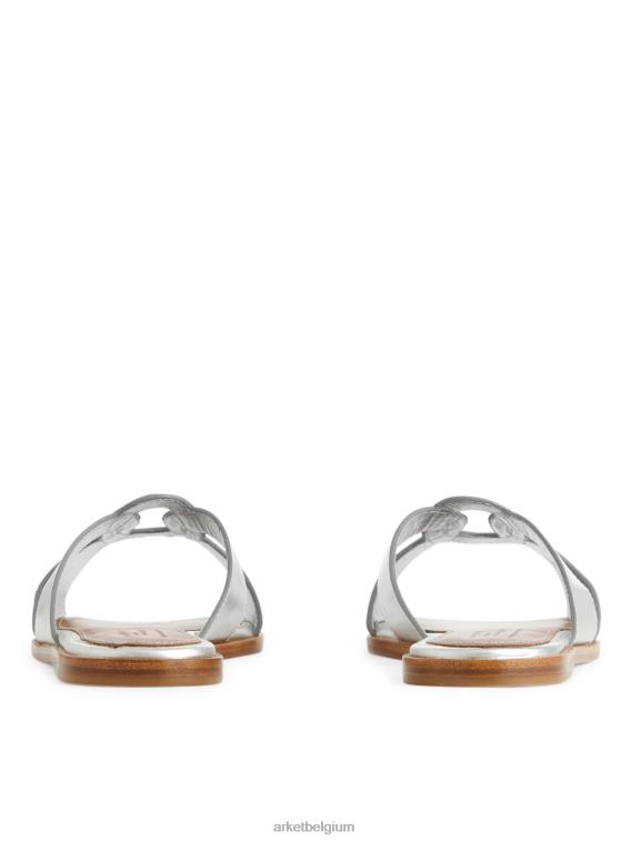 ARKET schoenen 0DXJP702 zilver platte leren instappers vrouwen