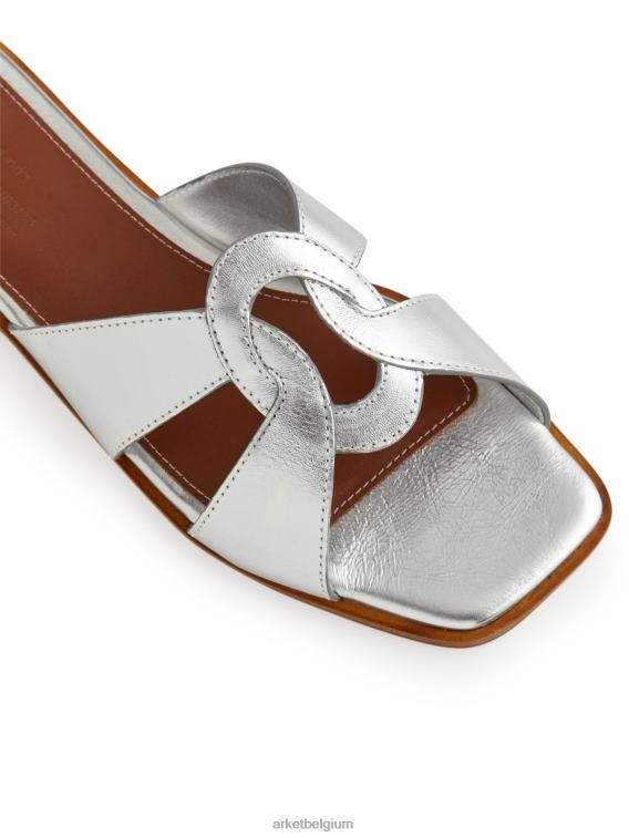 ARKET schoenen 0DXJP702 zilver platte leren instappers vrouwen