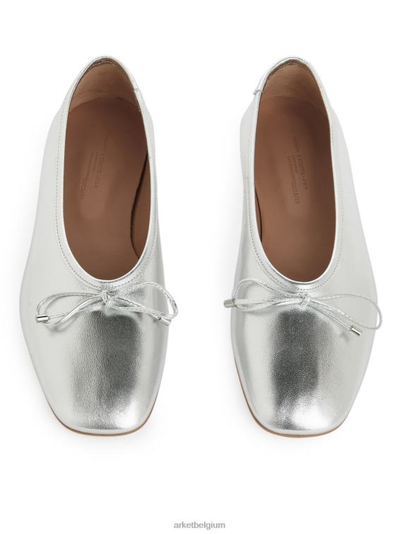 ARKET schoenen 0DXJP714 zilver leren ballerina's vrouwen