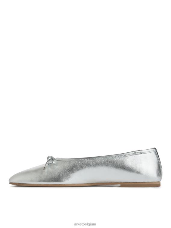 ARKET schoenen 0DXJP714 zilver leren ballerina's vrouwen