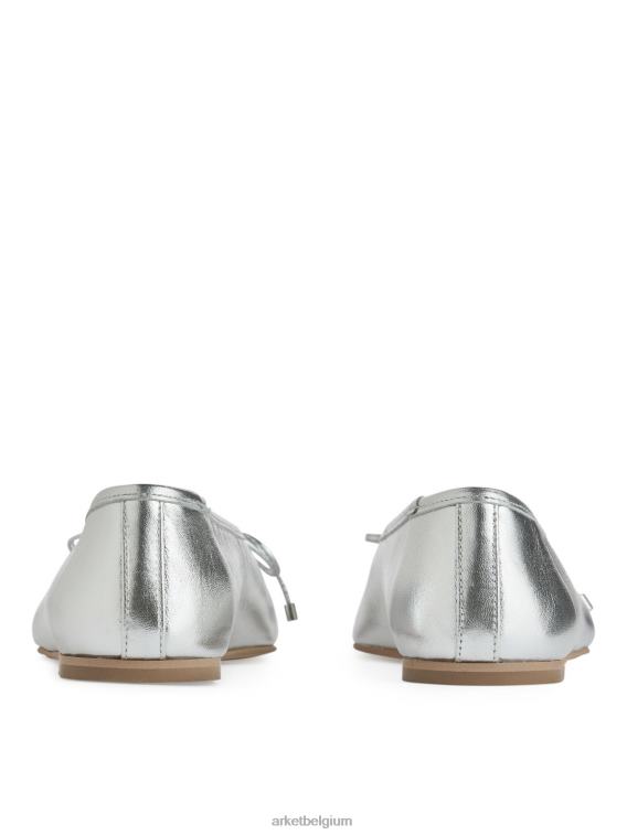 ARKET schoenen 0DXJP714 zilver leren ballerina's vrouwen