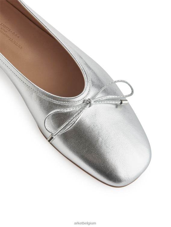 ARKET schoenen 0DXJP714 zilver leren ballerina's vrouwen