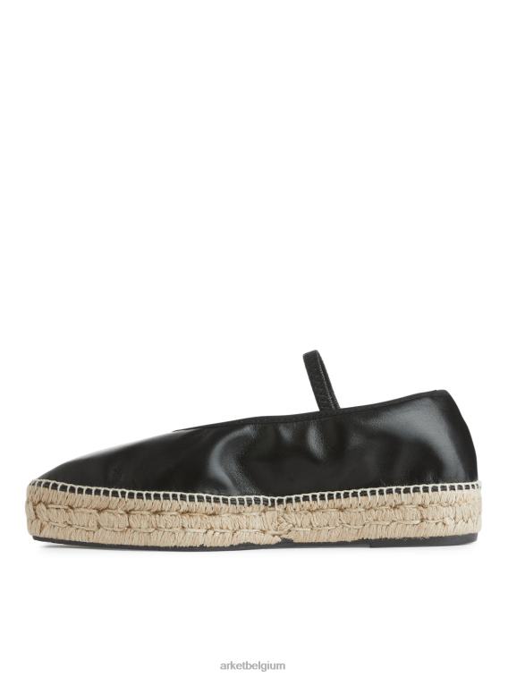 ARKET schoenen 0DXJP715 zwart/beige leren espadrilles vrouwen