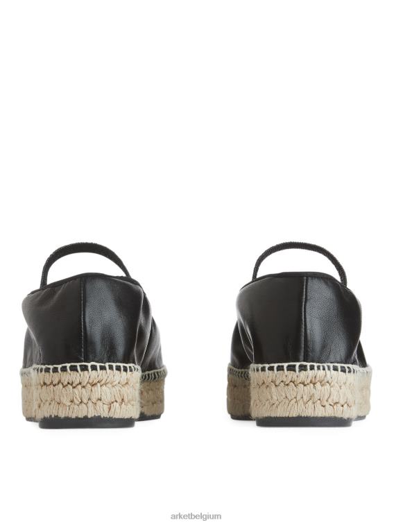 ARKET schoenen 0DXJP715 zwart/beige leren espadrilles vrouwen