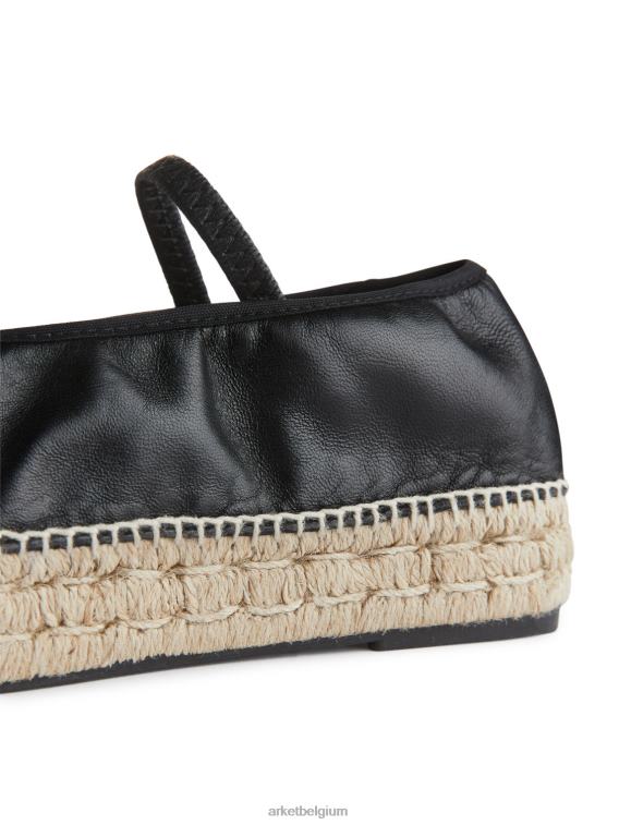 ARKET schoenen 0DXJP715 zwart/beige leren espadrilles vrouwen