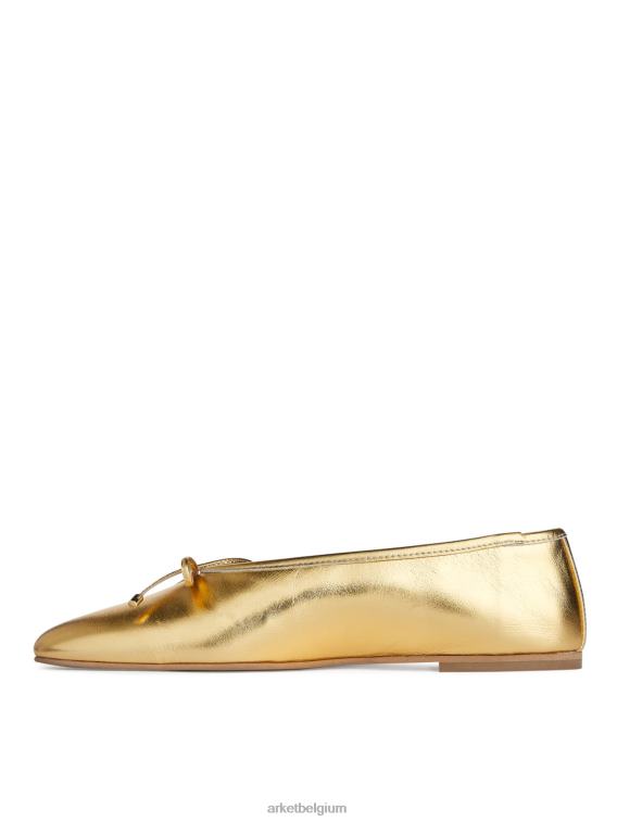 ARKET schoenen 0DXJP719 goud leren ballerina's vrouwen