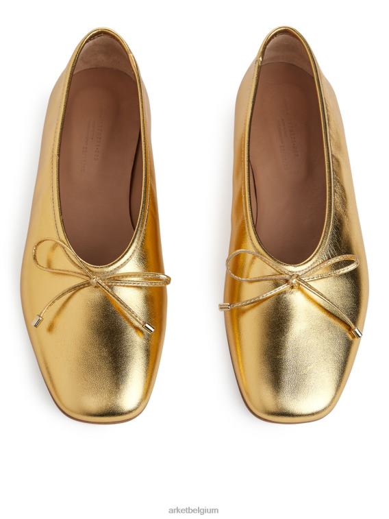 ARKET schoenen 0DXJP719 goud leren ballerina's vrouwen