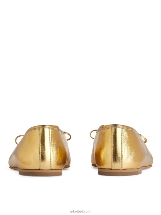 ARKET schoenen 0DXJP719 goud leren ballerina's vrouwen