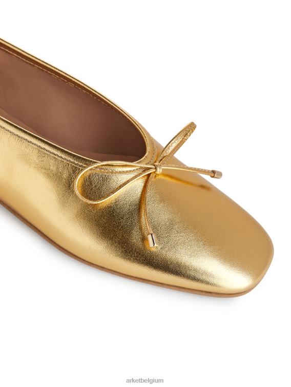 ARKET schoenen 0DXJP719 goud leren ballerina's vrouwen