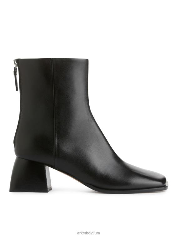 ARKET schoenen 0DXJP700 zwart leren enkellaarsjes vrouwen