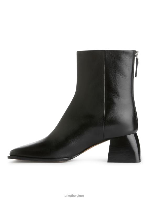 ARKET schoenen 0DXJP700 zwart leren enkellaarsjes vrouwen