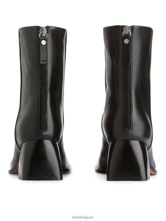 ARKET schoenen 0DXJP700 zwart leren enkellaarsjes vrouwen