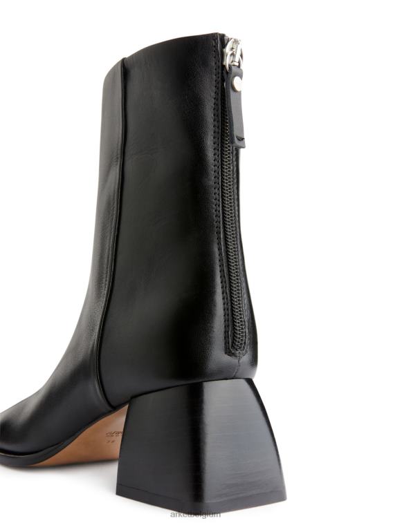 ARKET schoenen 0DXJP700 zwart leren enkellaarsjes vrouwen