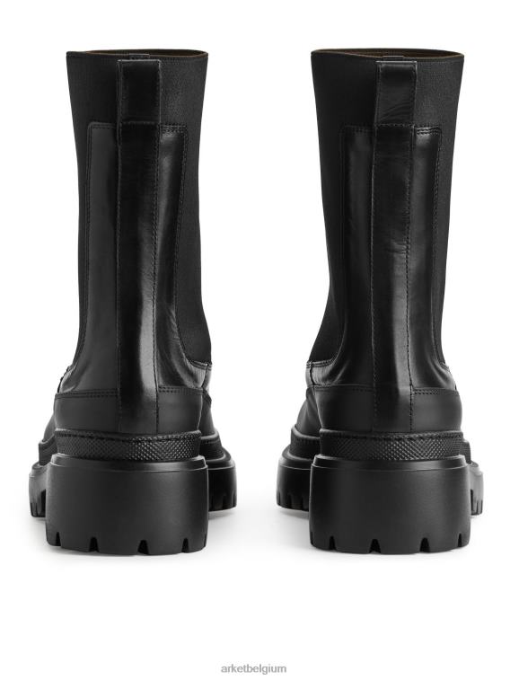 ARKET schoenen 0DXJP724 zwart Leren laarzen met dikke zool vrouwen