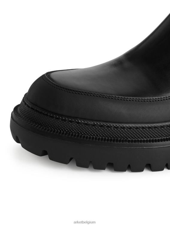ARKET schoenen 0DXJP724 zwart Leren laarzen met dikke zool vrouwen