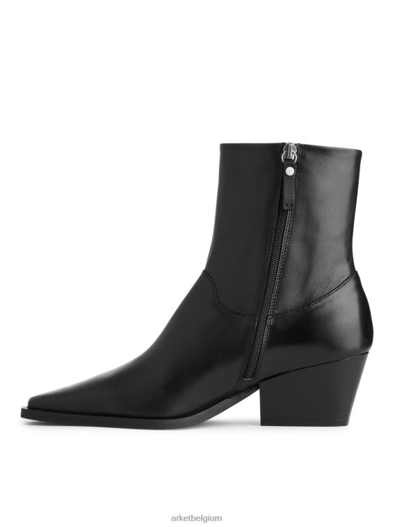 ARKET schoenen 0DXJP726 zwart leren cowboylaarzen vrouwen