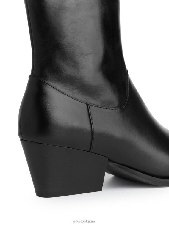ARKET schoenen 0DXJP726 zwart leren cowboylaarzen vrouwen