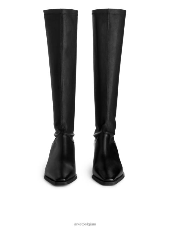 ARKET schoenen 0DXJP731 zwart stretch leren laarzen vrouwen