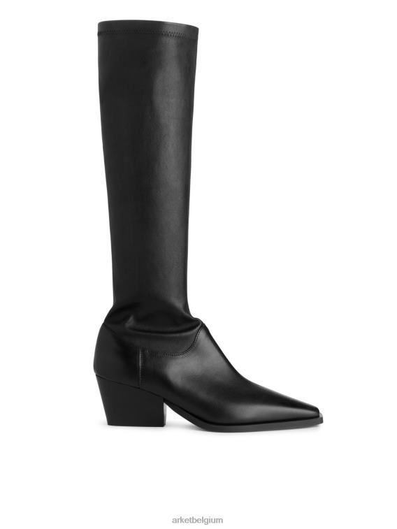 ARKET schoenen 0DXJP731 zwart stretch leren laarzen vrouwen