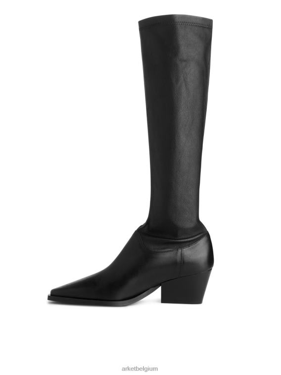 ARKET schoenen 0DXJP731 zwart stretch leren laarzen vrouwen