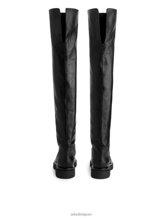 ARKET schoenen 0DXJP735 zwart leren overknee laarzen vrouwen