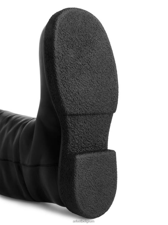 ARKET schoenen 0DXJP735 zwart leren overknee laarzen vrouwen