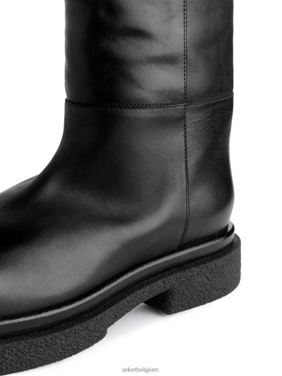ARKET schoenen 0DXJP735 zwart leren overknee laarzen vrouwen