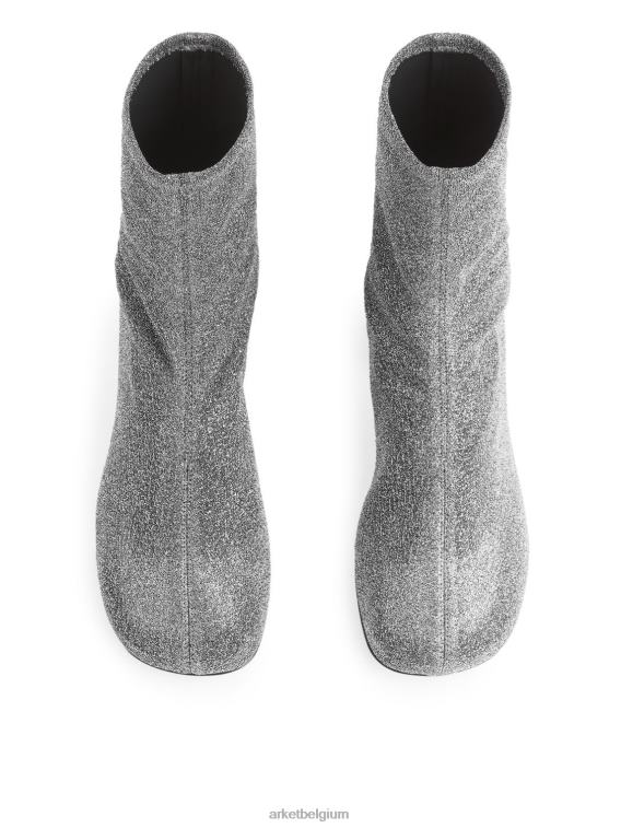 ARKET schoenen 0DXJP736 zilver stretchlaarzen met hak vrouwen