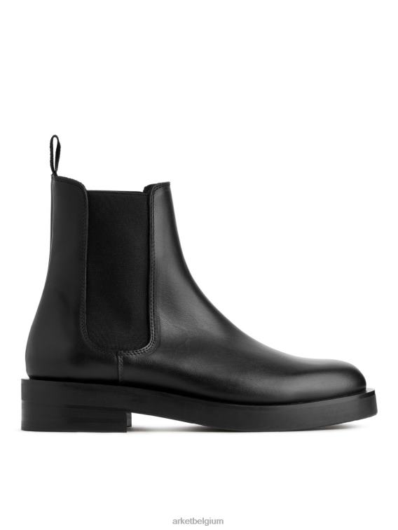 ARKET schoenen 0DXJP739 zwart leren chelsealaarzen vrouwen