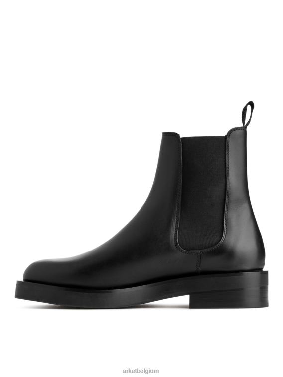 ARKET schoenen 0DXJP739 zwart leren chelsealaarzen vrouwen