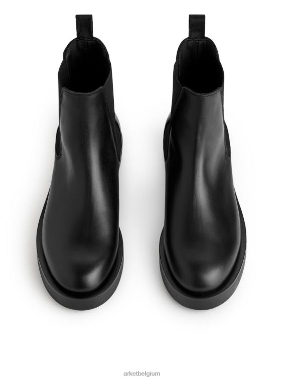 ARKET schoenen 0DXJP739 zwart leren chelsealaarzen vrouwen