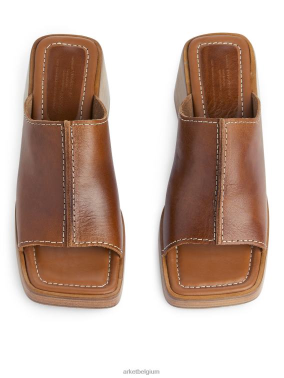 ARKET schoenen 0DXJP690 cognac dikke leren muiltjes vrouwen