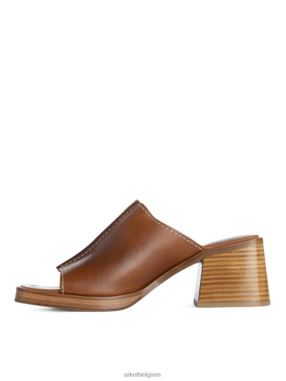 ARKET schoenen 0DXJP690 cognac dikke leren muiltjes vrouwen