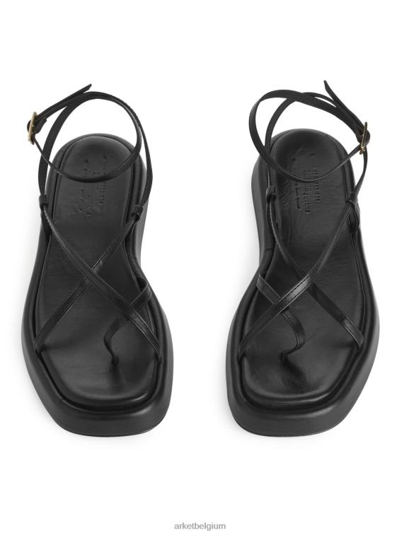 ARKET schoenen 0DXJP628 zwart Sandalen met leren bandjes vrouwen