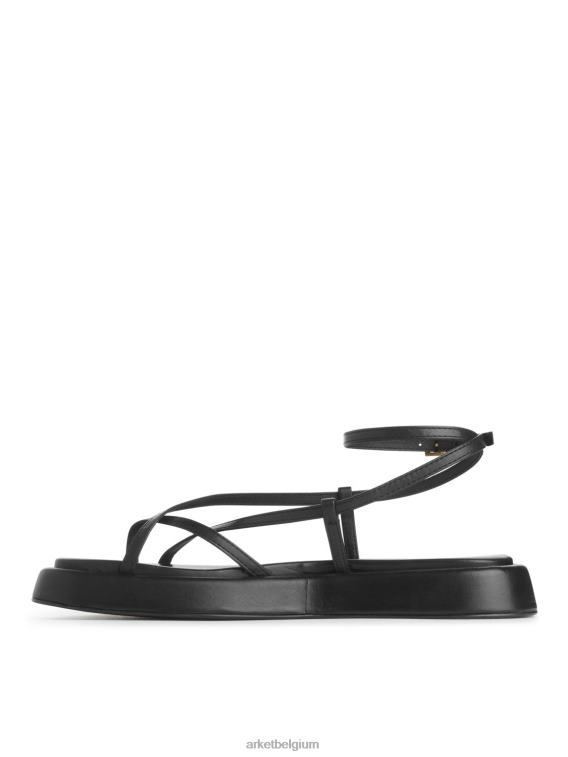 ARKET schoenen 0DXJP628 zwart Sandalen met leren bandjes vrouwen