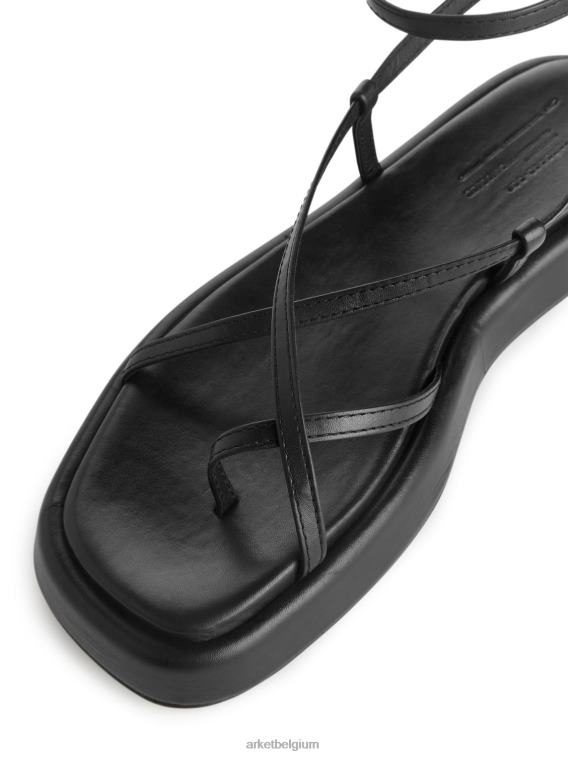 ARKET schoenen 0DXJP628 zwart Sandalen met leren bandjes vrouwen