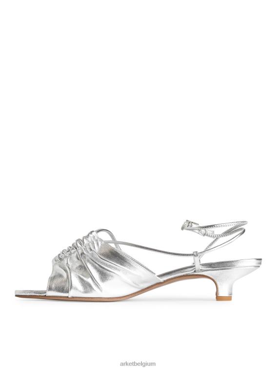 ARKET schoenen 0DXJP693 zilver leren sandalen met hak vrouwen