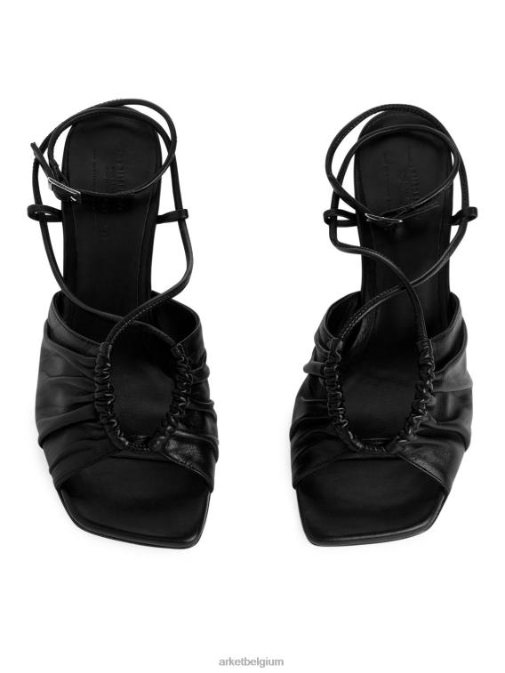 ARKET schoenen 0DXJP694 zwart leren sandalen met hak vrouwen
