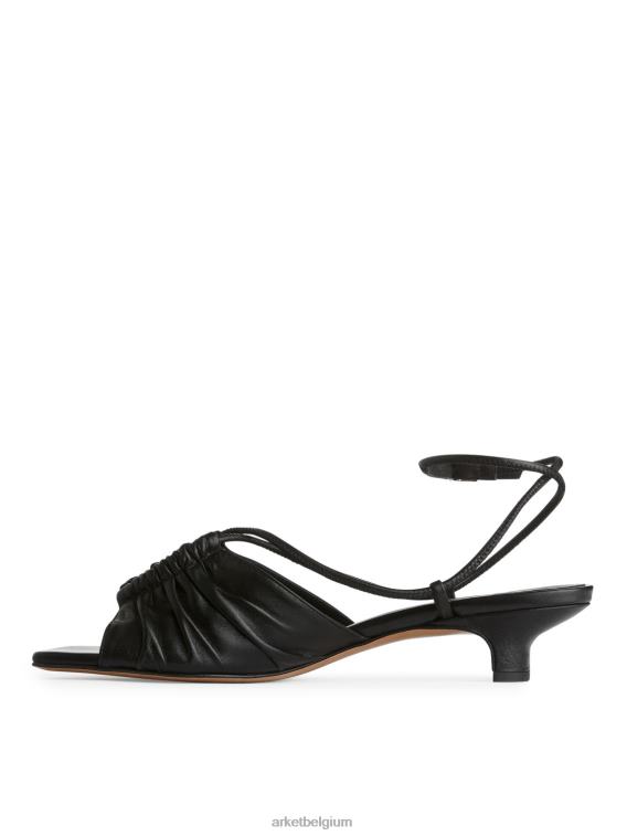 ARKET schoenen 0DXJP694 zwart leren sandalen met hak vrouwen