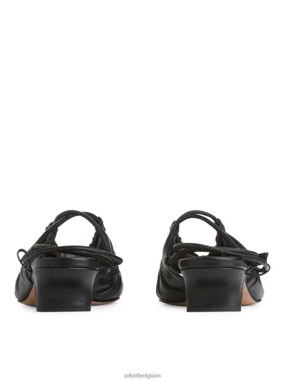 ARKET schoenen 0DXJP694 zwart leren sandalen met hak vrouwen
