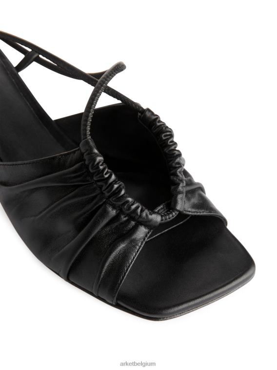 ARKET schoenen 0DXJP694 zwart leren sandalen met hak vrouwen